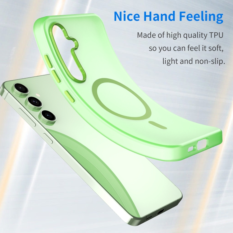 For Samsung Galaxy S24 FE 5G MagSafe Frosted Translucent TPU + PC Full Coverage Phone Case(Green) For Samsung Galaxy S24 FE 5G MagSafe Frosted Translucent TPU + PC Full Coverage Phone Case(Green)