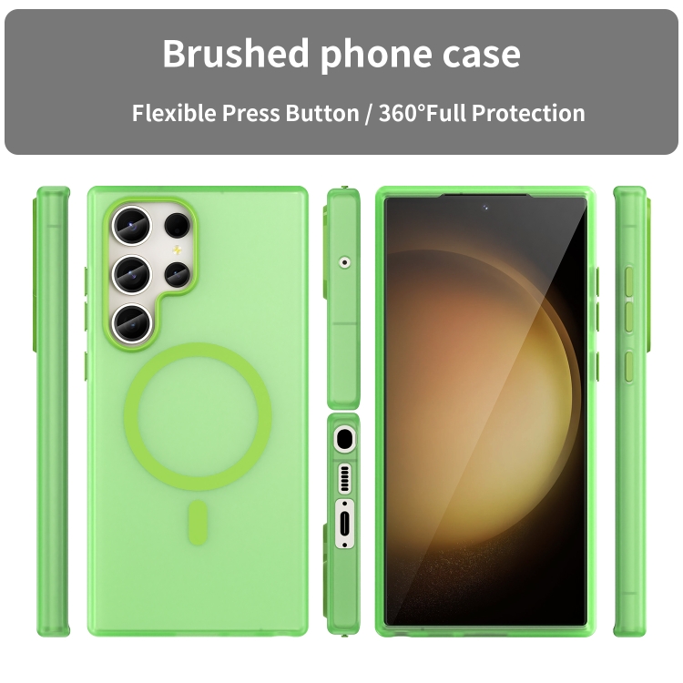 For Samsung Galaxy S23 Ultra 5G MagSafe Frosted Translucent TPU + PC Full Coverage Phone Case(Green) For Samsung Galaxy S23 Ultra 5G MagSafe Frosted Translucent TPU + PC Full Coverage Phone Case(Green)