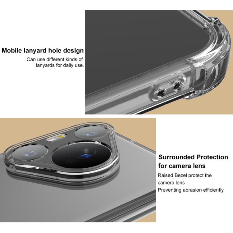 For iPhone 16 imak Shockproof Airbag TPU Phone Case(Transparent Black) For iPhone 16 imak Shockproof Airbag TPU Phone Case(Transparent Black)