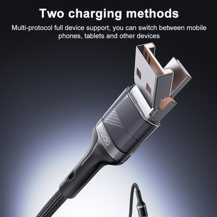 Yesido CA165C 60W USB + USB-C / Type-C to USB-C / Type-C 2 in 1 Fast Charging Data Cable, Length:1.2m(Black) Yesido CA165C 60W USB + USB-C / Type-C to USB-C / Type-C 2 in 1 Fast Charging Data Cable, Length:1.2m(Black)
