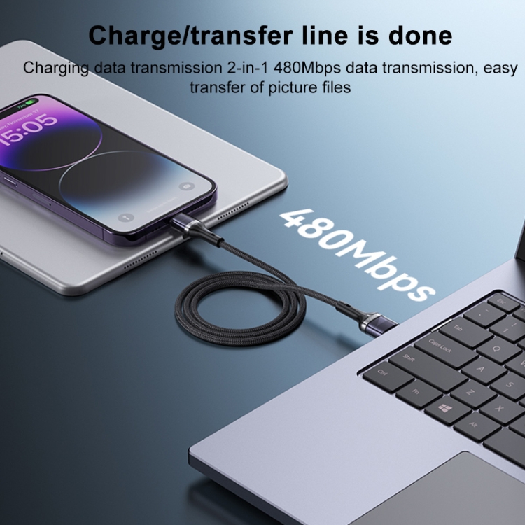 Yesido CA165L 27W USB + USB-C / Type-C to 8 Pin 2 in 1 Fast Charging Data Cable, Length:1.2m(Black) Yesido CA165L 27W USB + USB-C / Type-C to 8 Pin 2 in 1 Fast Charging Data Cable, Length:1.2m(Black)