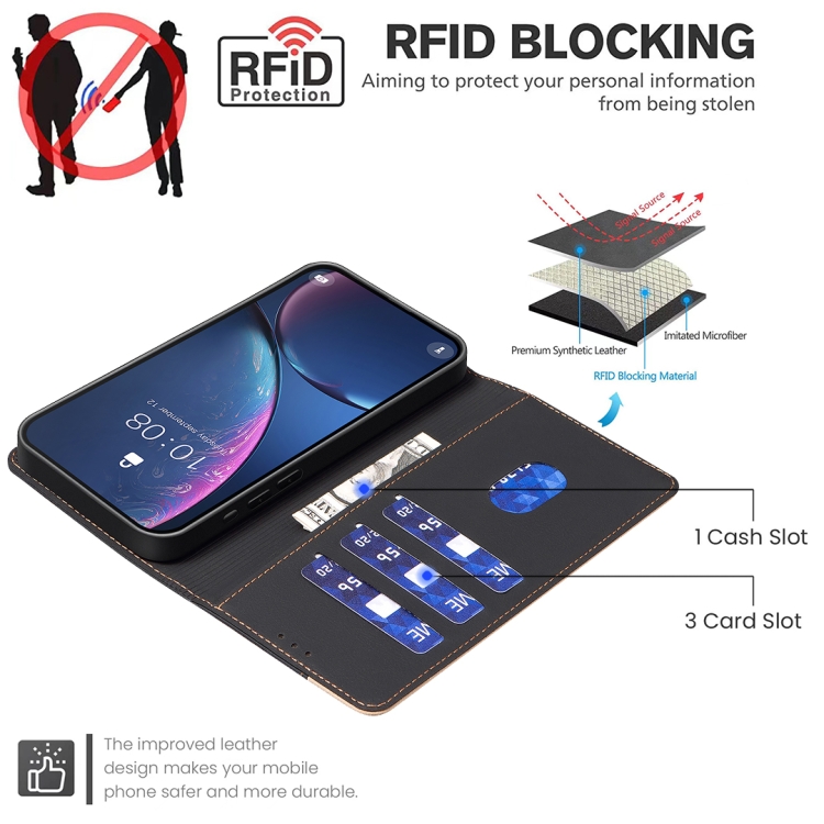 For Samsung Galaxy S24 Ultra 5G Color Matching RFID Anti-theft Leather Phone Case(Black) For Samsung Galaxy S24 Ultra 5G Color Matching RFID Anti-theft Leather Phone Case(Black)