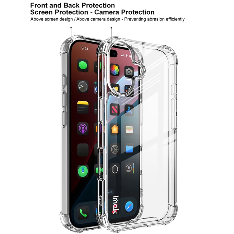 For iPhone 16 IMAK Space Shield PC + TPU Airbag Shockproof Phone Case(Transparent)