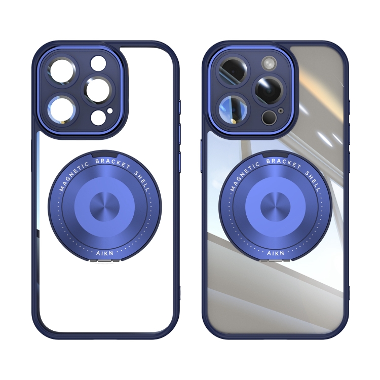 For iPhone 15 Pro 360 Holder Magsafe Acrylic Hybrid TPU Phone Case(Blue) For iPhone 15 Pro 360 Holder Magsafe Acrylic Hybrid TPU Phone Case(Blue)