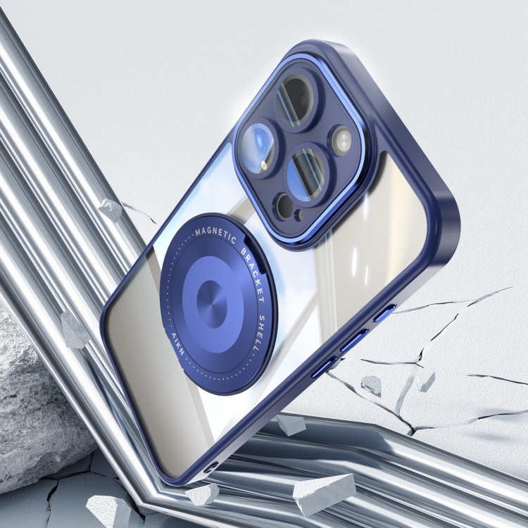 For iPhone 15 Pro 360 Holder Magsafe Acrylic Hybrid TPU Phone Case(Blue) For iPhone 15 Pro 360 Holder Magsafe Acrylic Hybrid TPU Phone Case(Blue)