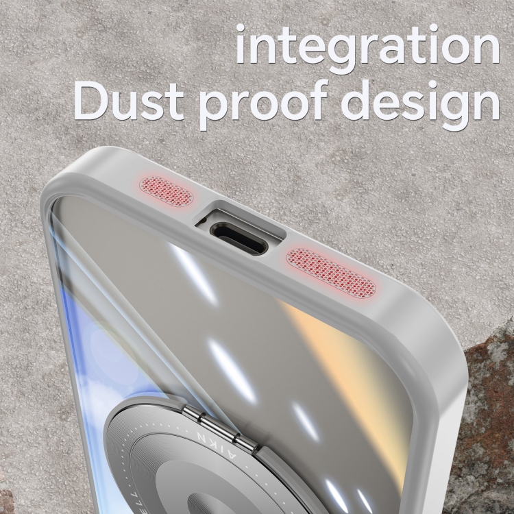 For iPhone 15 360 Holder Magsafe Acrylic Hybrid TPU Phone Case(Grey) For iPhone 15 360 Holder Magsafe Acrylic Hybrid TPU Phone Case(Grey)