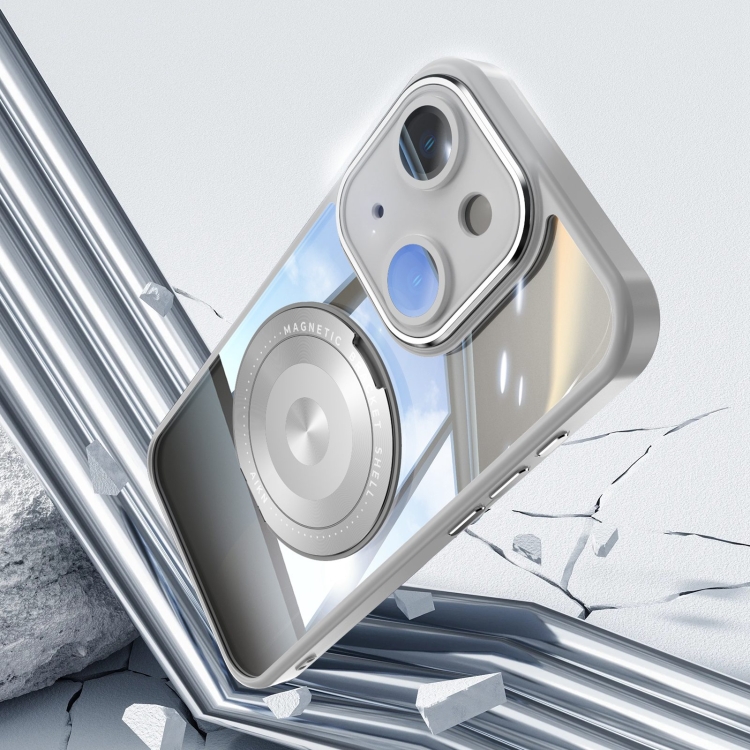 For iPhone 15 360 Holder Magsafe Acrylic Hybrid TPU Phone Case(Grey) For iPhone 15 360 Holder Magsafe Acrylic Hybrid TPU Phone Case(Grey)