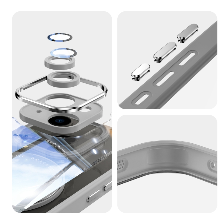 For iPhone 15 360 Holder Magsafe Acrylic Hybrid TPU Phone Case(Grey) For iPhone 15 360 Holder Magsafe Acrylic Hybrid TPU Phone Case(Grey)