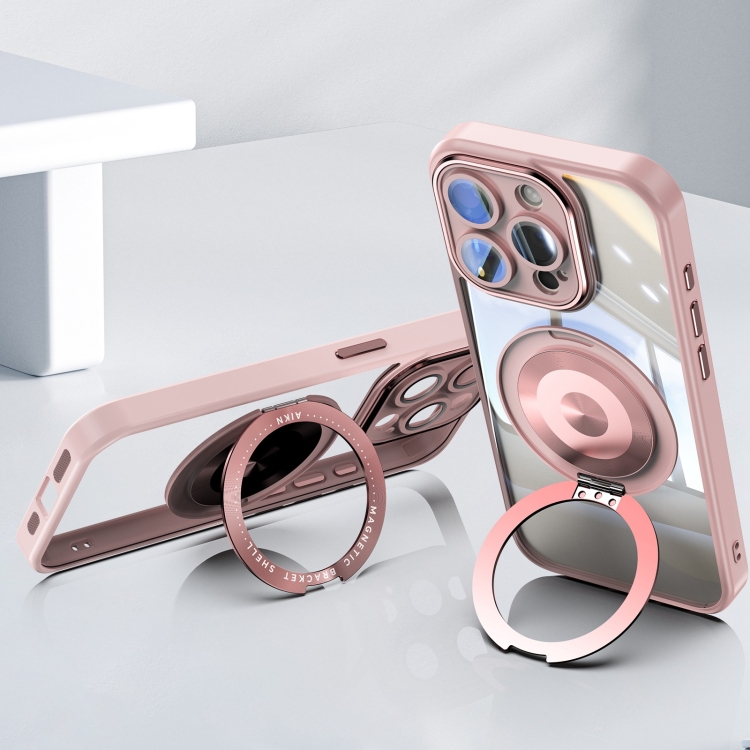For iPhone 14 Pro 360 Holder Magsafe Acrylic Hybrid TPU Phone Case(Pink) For iPhone 14 Pro 360 Holder Magsafe Acrylic Hybrid TPU Phone Case(Pink)