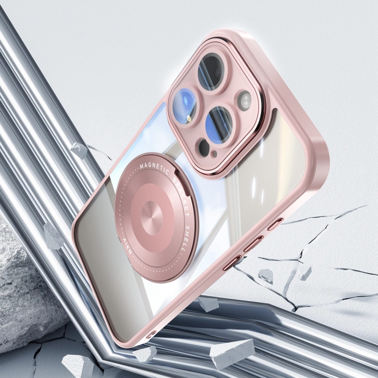 For iPhone 14 Pro 360 Holder Magsafe Acrylic Hybrid TPU Phone Case(Pink) For iPhone 14 Pro 360 Holder Magsafe Acrylic Hybrid TPU Phone Case(Pink)