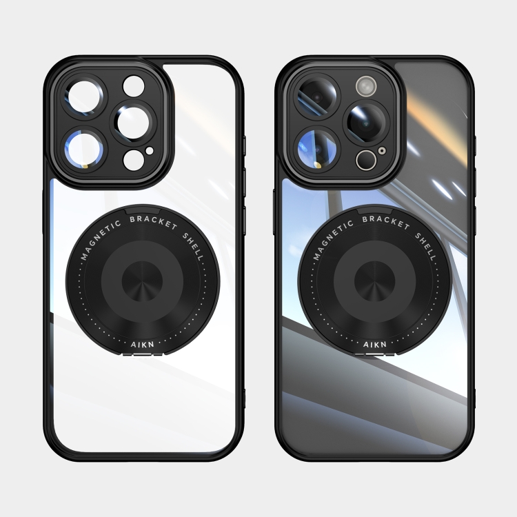 For iPhone 16 Pro Max 360 Holder Magsafe Acrylic Hybrid TPU Phone Case(Black) For iPhone 16 Pro Max 360 Holder Magsafe Acrylic Hybrid TPU Phone Case(Black)
