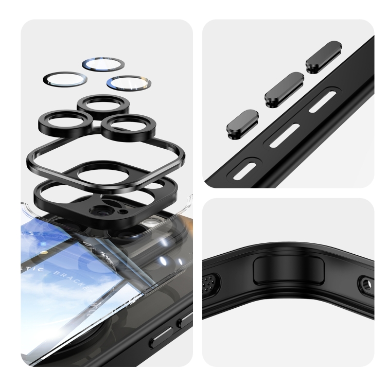 For iPhone 16 Pro Max 360 Holder Magsafe Acrylic Hybrid TPU Phone Case(Black) For iPhone 16 Pro Max 360 Holder Magsafe Acrylic Hybrid TPU Phone Case(Black)