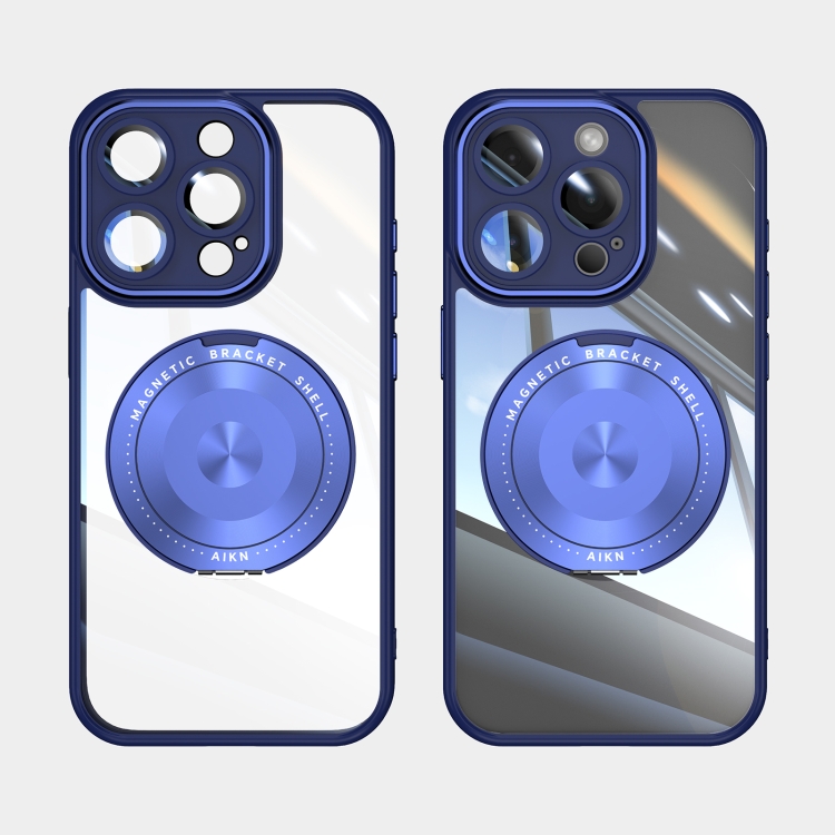 For iPhone 16 Pro 360 Holder Magsafe Acrylic Hybrid TPU Phone Case(Blue) For iPhone 16 Pro 360 Holder Magsafe Acrylic Hybrid TPU Phone Case(Blue)