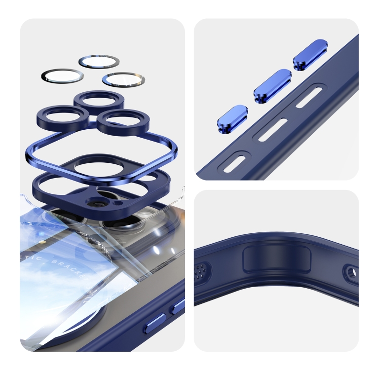 For iPhone 16 Pro 360 Holder Magsafe Acrylic Hybrid TPU Phone Case(Blue) For iPhone 16 Pro 360 Holder Magsafe Acrylic Hybrid TPU Phone Case(Blue)