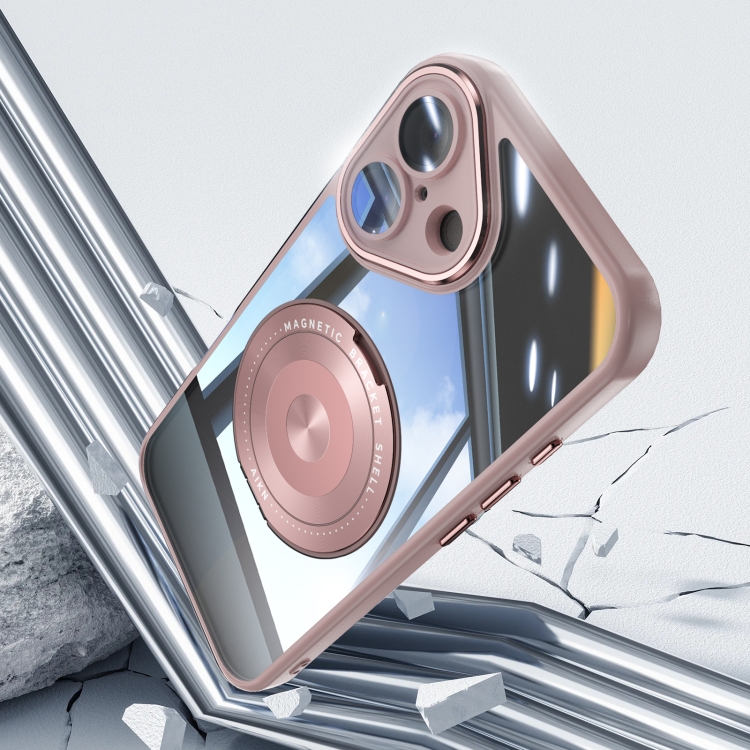 For iPhone 16 360 Holder Magsafe Acrylic Hybrid TPU Phone Case(Pink) For iPhone 16 360 Holder Magsafe Acrylic Hybrid TPU Phone Case(Pink)