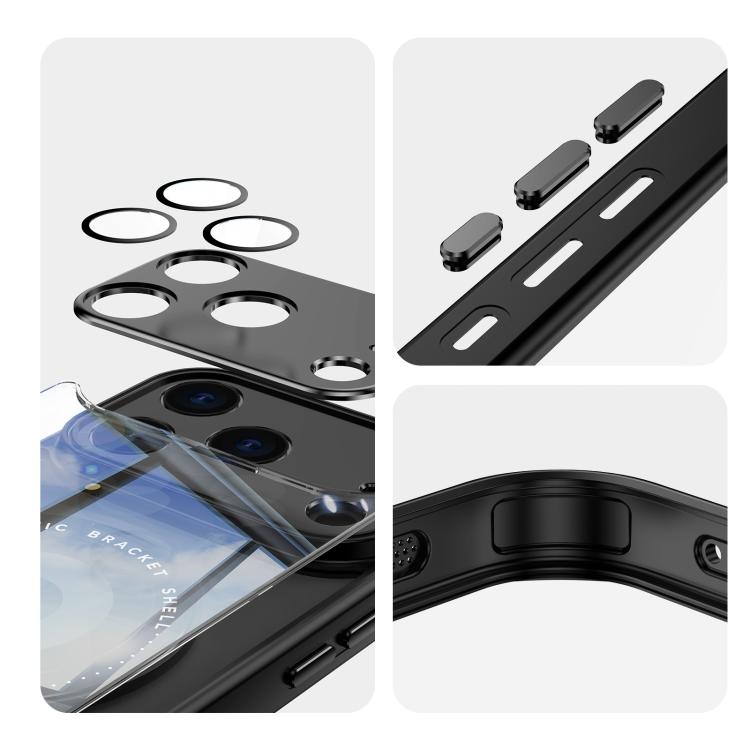 For iPhone 17 Pro Max 360 Holder Magsafe Acrylic Hybrid TPU Phone Case(Black) - 6