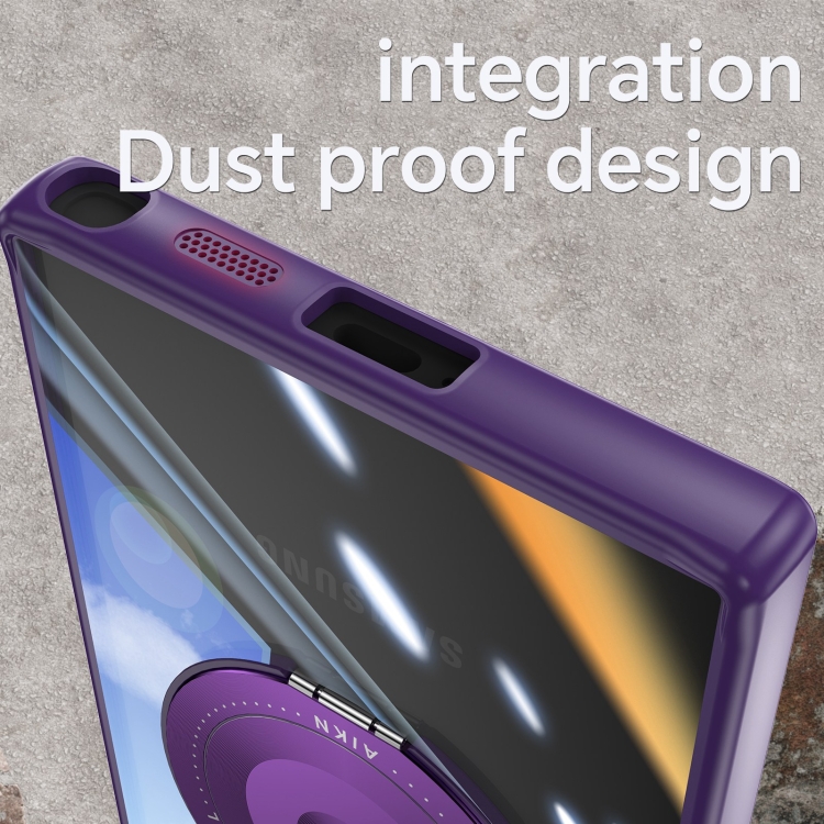 For Samsung Galaxy S25 Ultra 5G 360 Holder MagSafe Acrylic Hybrid TPU Phone Case(Purple) For Samsung Galaxy S25 Ultra 5G 360 Holder MagSafe Acrylic Hybrid TPU Phone Case(Purple)