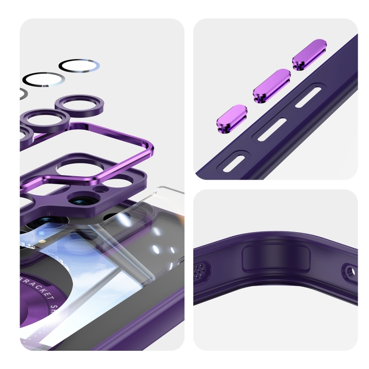 For Samsung Galaxy S25 Ultra 5G 360 Holder MagSafe Acrylic Hybrid TPU Phone Case(Purple) For Samsung Galaxy S25 Ultra 5G 360 Holder MagSafe Acrylic Hybrid TPU Phone Case(Purple)