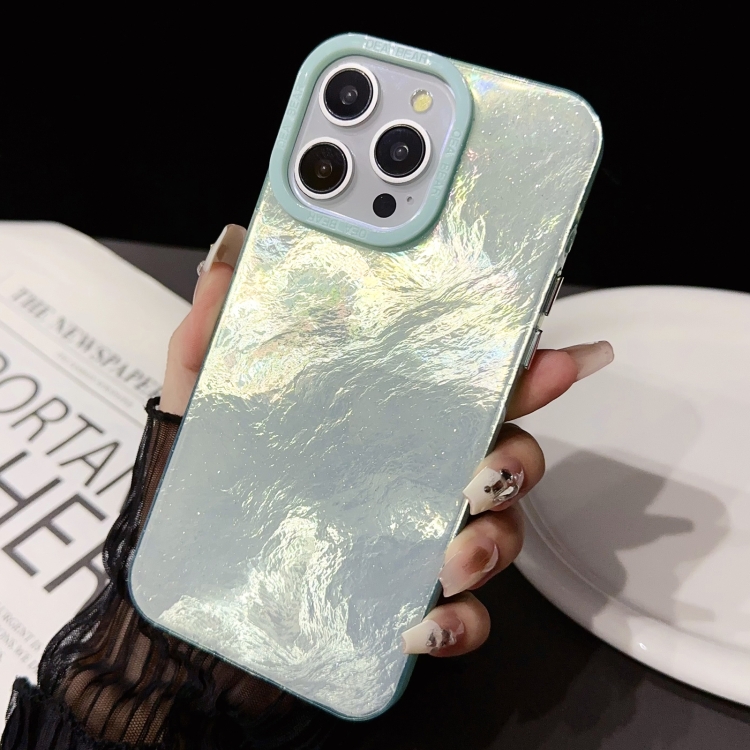 For iPhone 12 Tinfoil Texture Colorful Lens Frame IMD Acrylic Phone Case(Green) For iPhone 12 Tinfoil Texture Colorful Lens Frame IMD Acrylic Phone Case(Green)