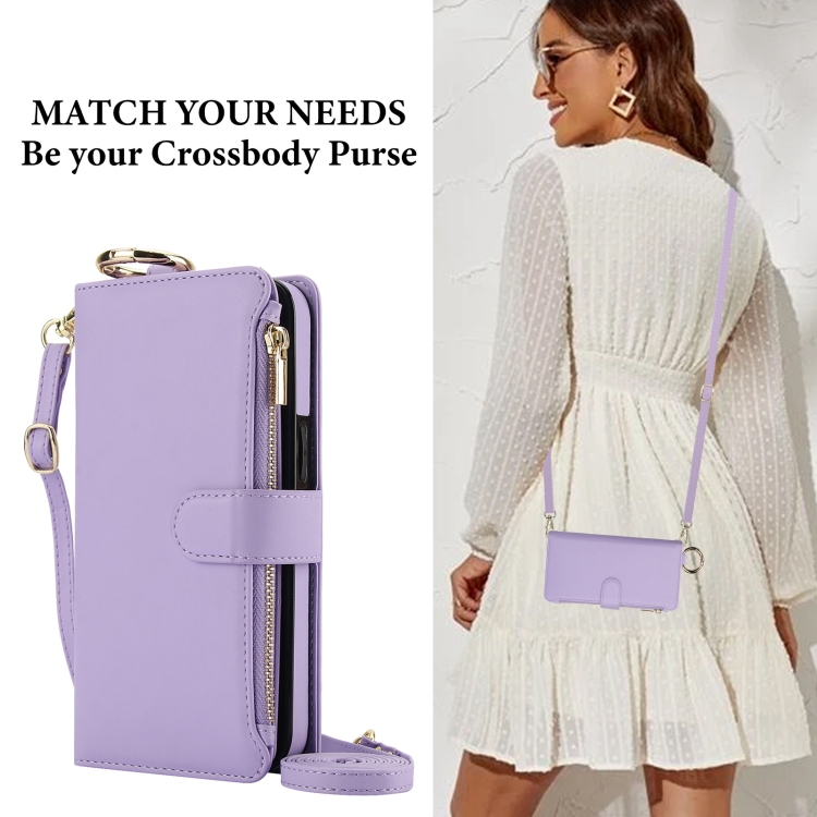 For iPhone 14 Plus Crossbody Ring Multifunctional Wallet Leather Phone Case(Purple) For iPhone 14 Plus Crossbody Ring Multifunctional Wallet Leather Phone Case(Purple)