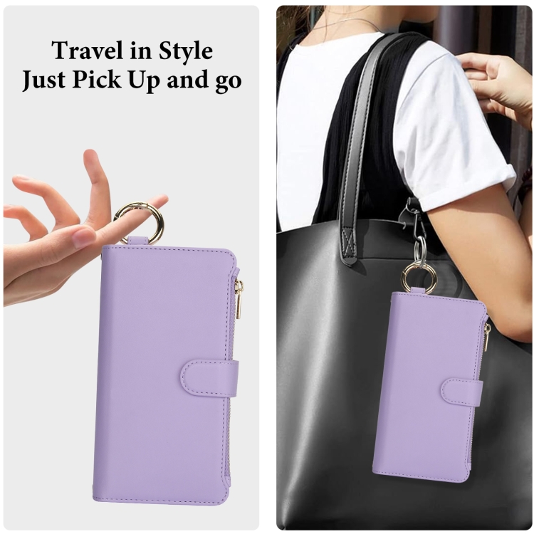 For iPhone 14 Plus Crossbody Ring Multifunctional Wallet Leather Phone Case(Purple) For iPhone 14 Plus Crossbody Ring Multifunctional Wallet Leather Phone Case(Purple)