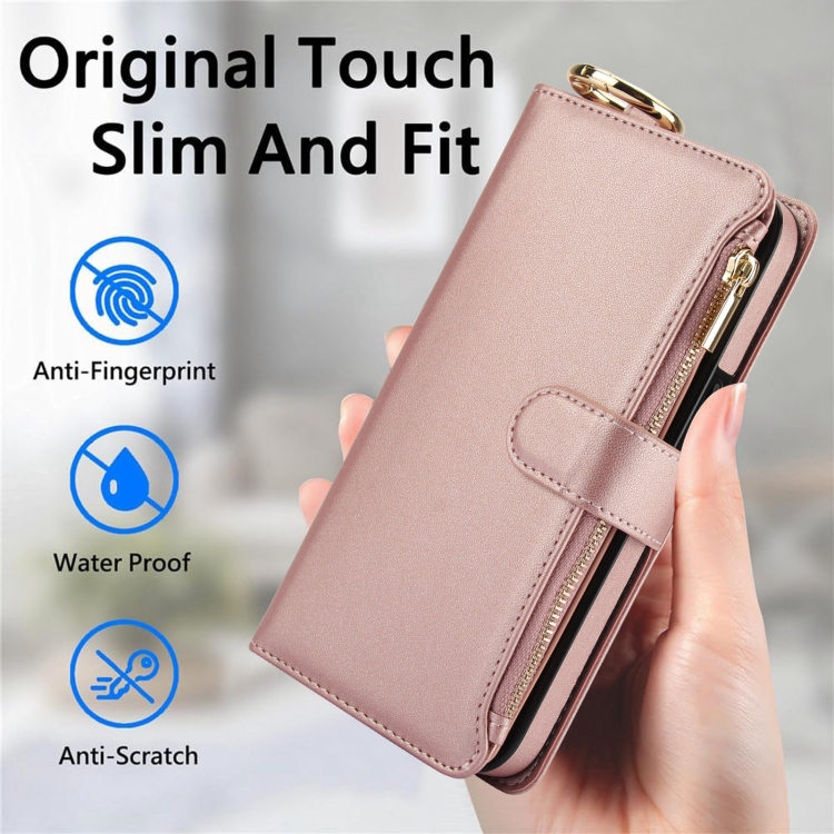 For iPhone 13 mini Crossbody Ring Multifunctional Wallet Leather Phone Case(Rose Gold) For iPhone 13 mini Crossbody Ring Multifunctional Wallet Leather Phone Case(Rose Gold)