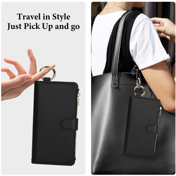 For Samsung Galaxy S23+ 5G Crossbody Ring Multifunctional Wallet Leather Phone Case(Black) For Samsung Galaxy S23+ 5G Crossbody Ring Multifunctional Wallet Leather Phone Case(Black)