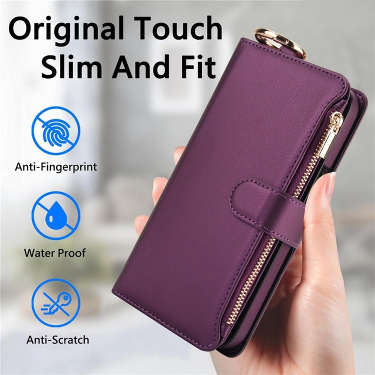 For Samsung Galaxy S22 5G Crossbody Ring Multifunctional Wallet Leather Phone Case(Dark Purple) For Samsung Galaxy S22 5G Crossbody Ring Multifunctional Wallet Leather Phone Case(Dark Purple)