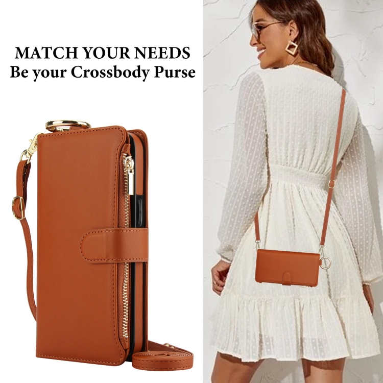 For Samsung Galaxy S21 5G Crossbody Ring Multifunctional Wallet Leather Phone Case(Brown) For Samsung Galaxy S21 5G Crossbody Ring Multifunctional Wallet Leather Phone Case(Brown)