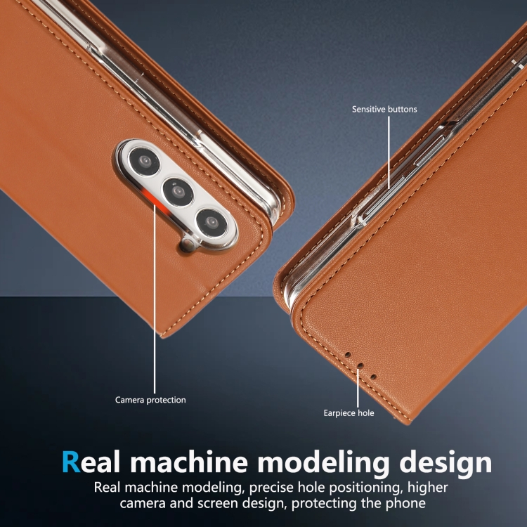 For Samsung Galaxy Z Fold5 ABEEL RFID Magnetic Flip Leather Phone Case(Brown) For Samsung Galaxy Z Fold5 ABEEL RFID Magnetic Flip Leather Phone Case(Brown)