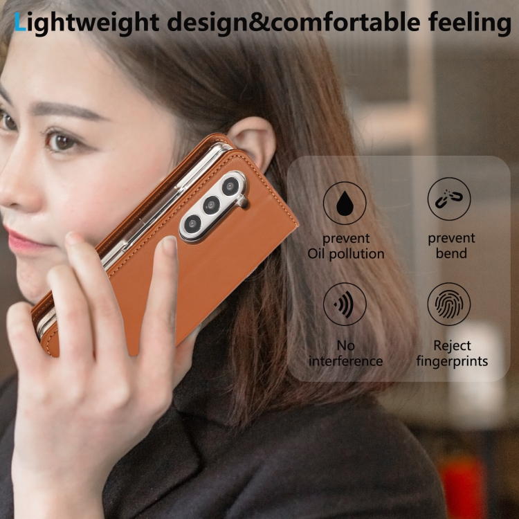 For Samsung Galaxy Z Fold5 ABEEL RFID Magnetic Flip Leather Phone Case(Brown) For Samsung Galaxy Z Fold5 ABEEL RFID Magnetic Flip Leather Phone Case(Brown)