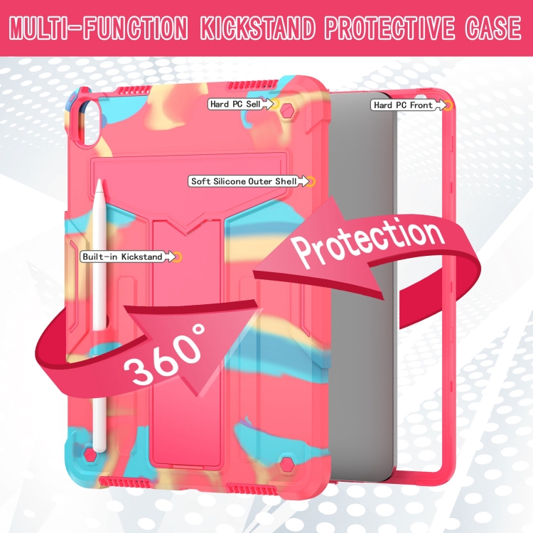 For iPad Air 11 2024 T Holder Robot Silicone Hybrid PC Tablet Case(Camouflage Rose Red) For iPad Air 11 2024 T Holder Robot Silicone Hybrid PC Tablet Case(Camouflage Rose Red)