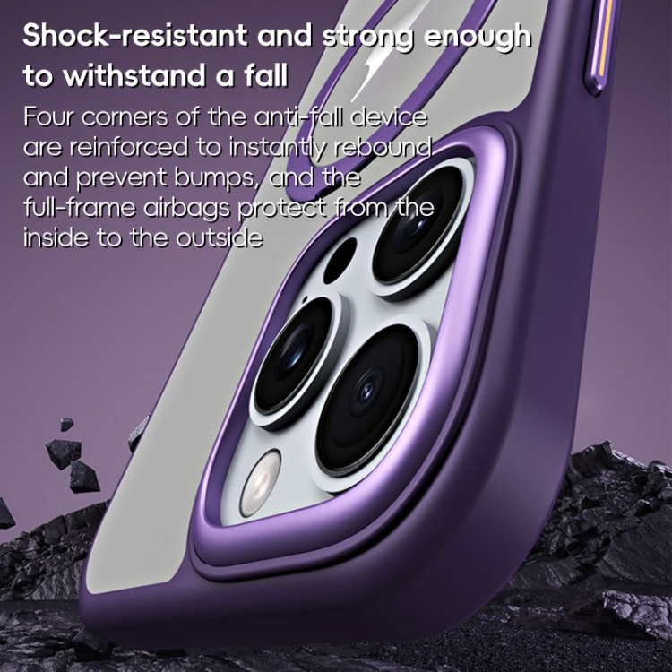 For iPhone 16 Pro Max MagSafe Airbag Shockproof Frosted Phone Case with Fold Holder(Black) For iPhone 16 Pro Max MagSafe Airbag Shockproof Frosted Phone Case with Fold Holder(Black)