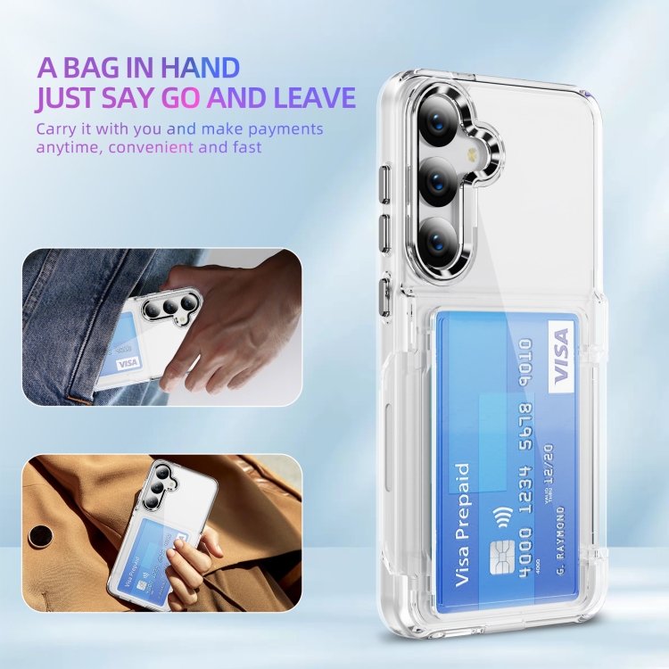 For Samsung Galaxy S23+ 5G Card Holder Acrylic Hybrid TPU Phone Case(Transparent) For Samsung Galaxy S23+ 5G Card Holder Acrylic Hybrid TPU Phone Case(Transparent)