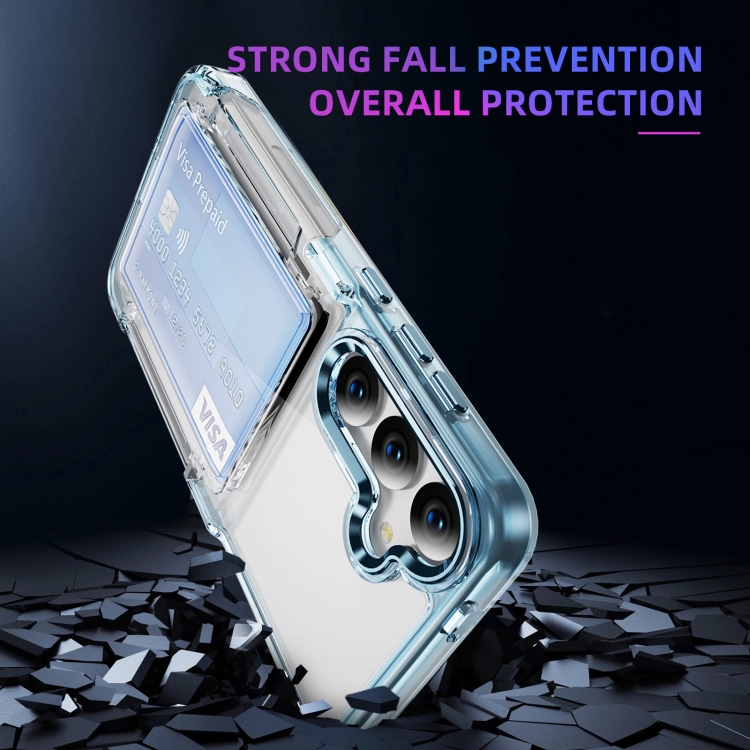 For Samsung Galaxy S23 Ultra 5G Card Holder Acrylic Hybrid TPU Phone Case(Transparent Blue) For Samsung Galaxy S23 Ultra 5G Card Holder Acrylic Hybrid TPU Phone Case(Transparent Blue)