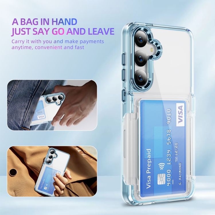 For Samsung Galaxy S23 Ultra 5G Card Holder Acrylic Hybrid TPU Phone Case(Transparent Blue) For Samsung Galaxy S23 Ultra 5G Card Holder Acrylic Hybrid TPU Phone Case(Transparent Blue)