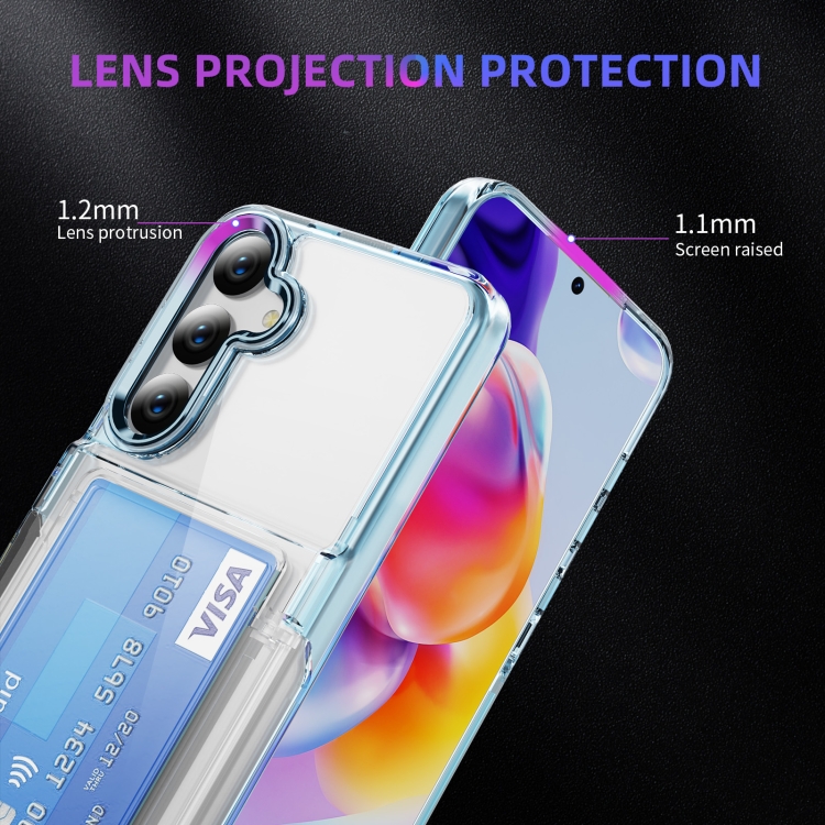 For Samsung Galaxy S23 Ultra 5G Card Holder Acrylic Hybrid TPU Phone Case(Transparent Blue) For Samsung Galaxy S23 Ultra 5G Card Holder Acrylic Hybrid TPU Phone Case(Transparent Blue)