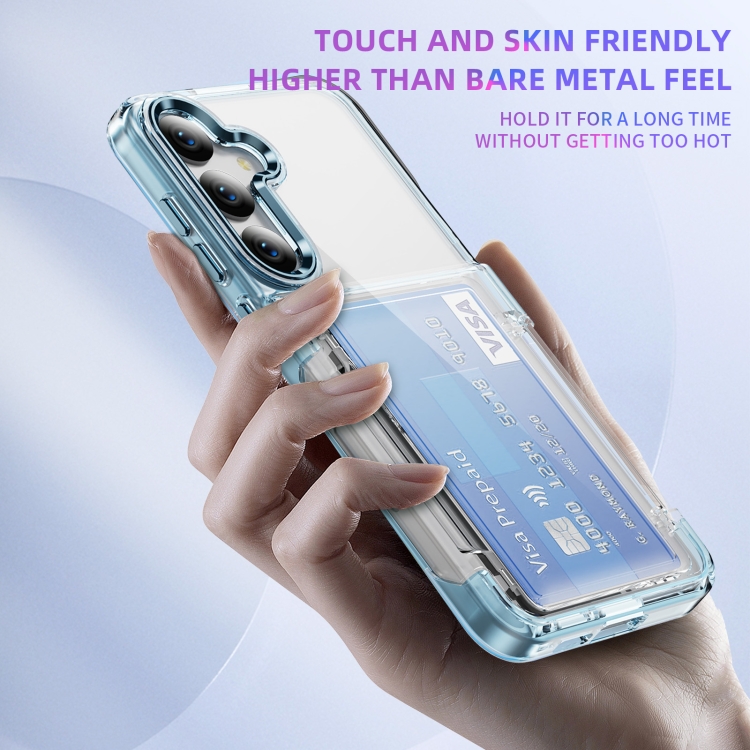 For Samsung Galaxy S23 Ultra 5G Card Holder Acrylic Hybrid TPU Phone Case(Transparent Blue) For Samsung Galaxy S23 Ultra 5G Card Holder Acrylic Hybrid TPU Phone Case(Transparent Blue)