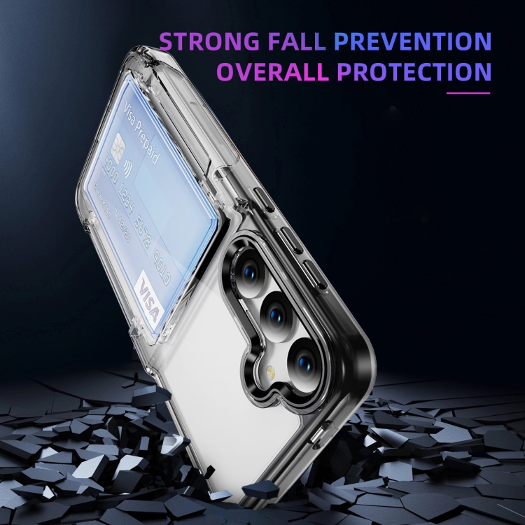 For Samsung Galaxy S23 FE 5G Card Holder Acrylic Hybrid TPU Phone Case(Transparent Black) For Samsung Galaxy S23 FE 5G Card Holder Acrylic Hybrid TPU Phone Case(Transparent Black)