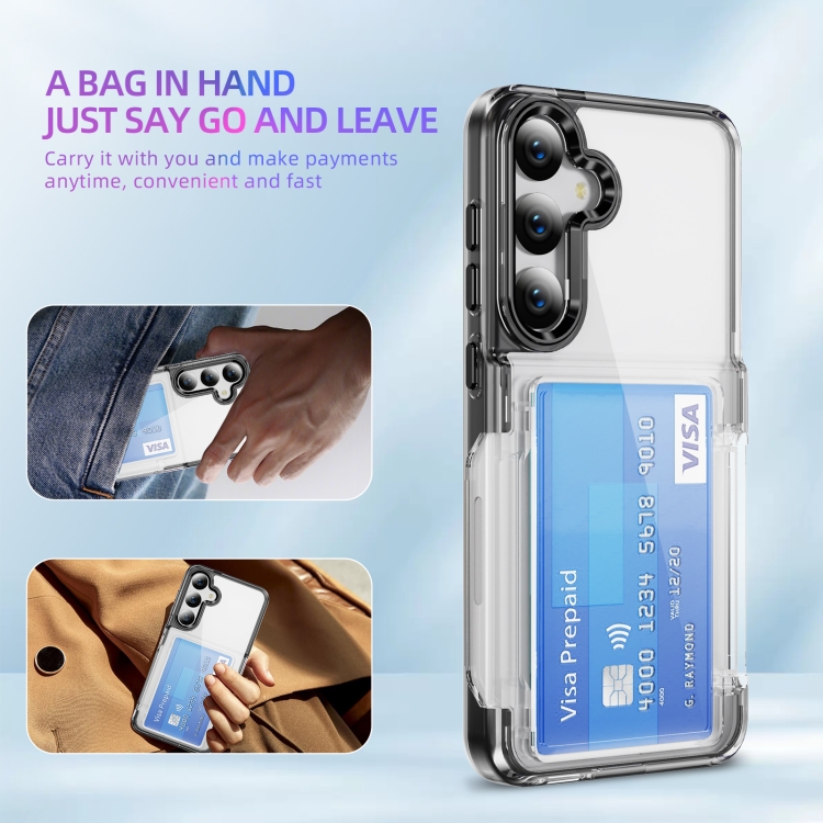 For Samsung Galaxy S23 FE 5G Card Holder Acrylic Hybrid TPU Phone Case(Transparent Black) For Samsung Galaxy S23 FE 5G Card Holder Acrylic Hybrid TPU Phone Case(Transparent Black)