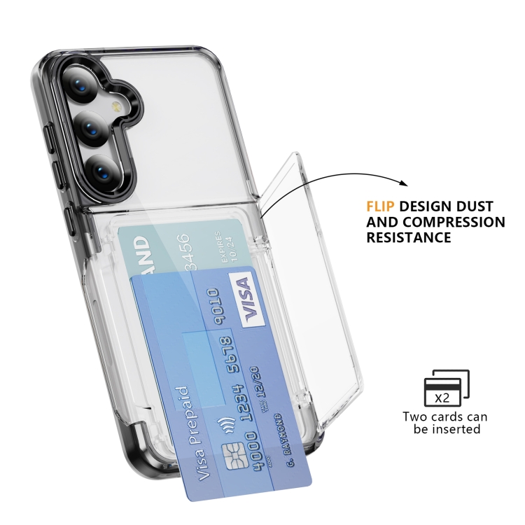 For Samsung Galaxy S23 FE 5G Card Holder Acrylic Hybrid TPU Phone Case(Transparent Black) For Samsung Galaxy S23 FE 5G Card Holder Acrylic Hybrid TPU Phone Case(Transparent Black)