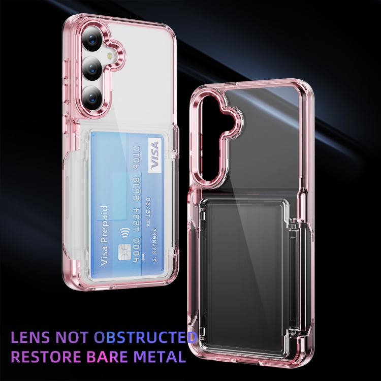 For Samsung Galaxy S24 Ultra 5G Card Holder Acrylic Hybrid TPU Phone Case(Transparent Pink) For Samsung Galaxy S24 Ultra 5G Card Holder Acrylic Hybrid TPU Phone Case(Transparent Pink)