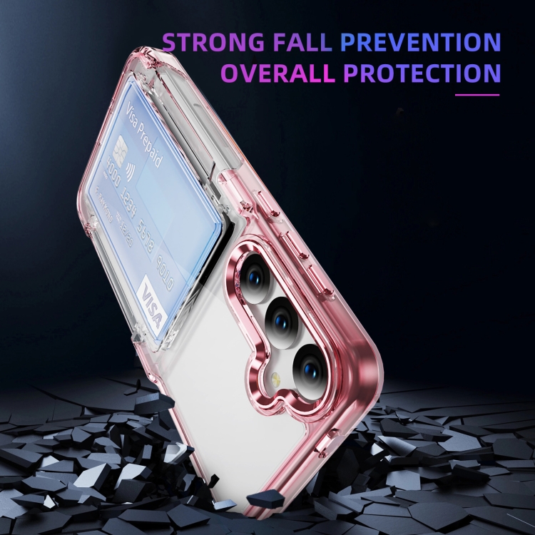 For Samsung Galaxy S24 Ultra 5G Card Holder Acrylic Hybrid TPU Phone Case(Transparent Pink) For Samsung Galaxy S24 Ultra 5G Card Holder Acrylic Hybrid TPU Phone Case(Transparent Pink)