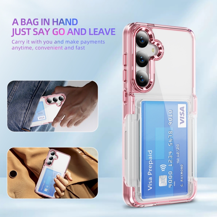 For Samsung Galaxy S24 Ultra 5G Card Holder Acrylic Hybrid TPU Phone Case(Transparent Pink) For Samsung Galaxy S24 Ultra 5G Card Holder Acrylic Hybrid TPU Phone Case(Transparent Pink)