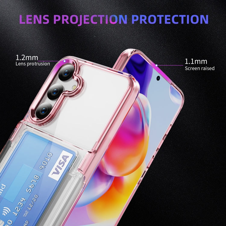 For Samsung Galaxy S24 Ultra 5G Card Holder Acrylic Hybrid TPU Phone Case(Transparent Pink) For Samsung Galaxy S24 Ultra 5G Card Holder Acrylic Hybrid TPU Phone Case(Transparent Pink)