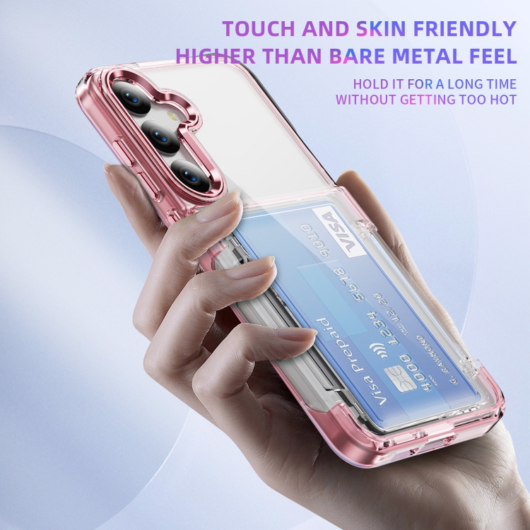 For Samsung Galaxy S24 Ultra 5G Card Holder Acrylic Hybrid TPU Phone Case(Transparent Pink) For Samsung Galaxy S24 Ultra 5G Card Holder Acrylic Hybrid TPU Phone Case(Transparent Pink)