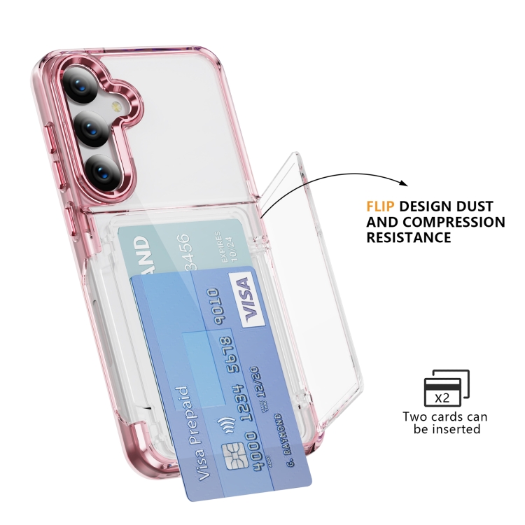 For Samsung Galaxy S24 Ultra 5G Card Holder Acrylic Hybrid TPU Phone Case(Transparent Pink) For Samsung Galaxy S24 Ultra 5G Card Holder Acrylic Hybrid TPU Phone Case(Transparent Pink)