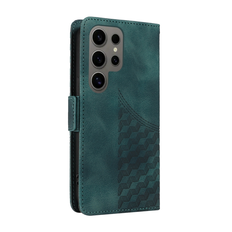 For Samsung Galaxy S24 Ultra 5G Embossed Rhombus Starry Leather Phone Case(Green) For Samsung Galaxy S24 Ultra 5G Embossed Rhombus Starry Leather Phone Case(Green)