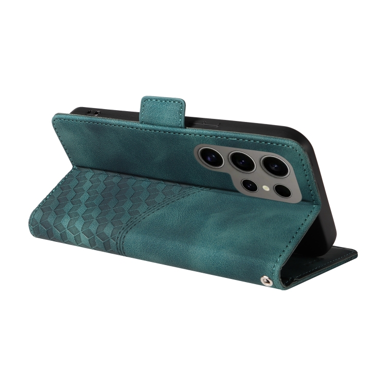 For Samsung Galaxy S24 Ultra 5G Embossed Rhombus Starry Leather Phone Case(Green) For Samsung Galaxy S24 Ultra 5G Embossed Rhombus Starry Leather Phone Case(Green)