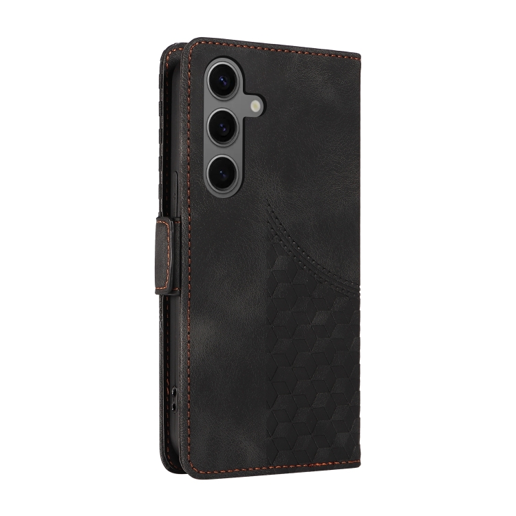 For Samsung Galaxy S24 5G Embossed Rhombus Starry Leather Phone Case(Black) For Samsung Galaxy S24 5G Embossed Rhombus Starry Leather Phone Case(Black)